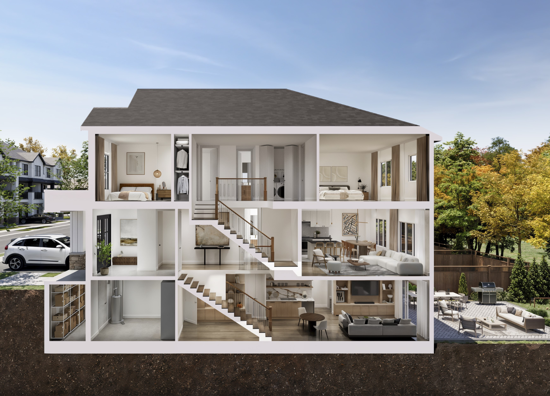 Primont townhome rendering with walkout basement